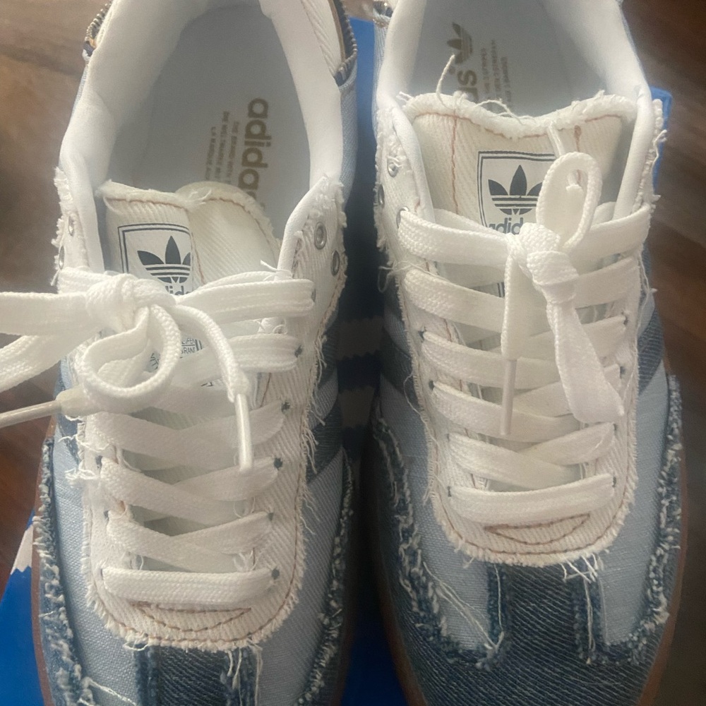 adidas Samba Platform Sneakers - Light Blue & Denim with Gum Sole - Picture 5 of 11